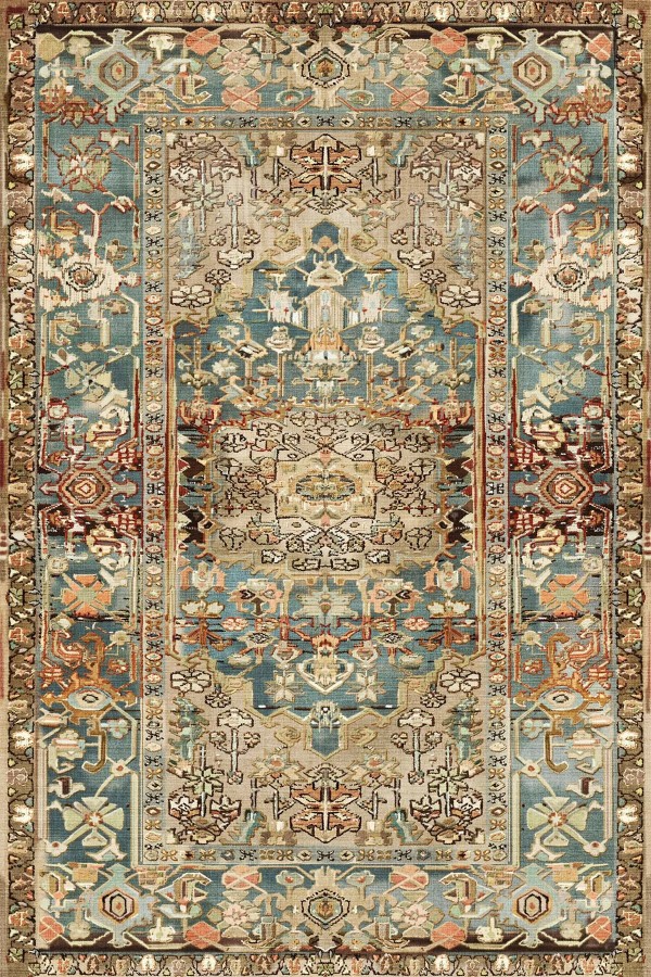 Mesto Desenli Pamuk Tabanlı Yıkanabilen Kaymaz Antibakteriyel Şönil Salon Halısı