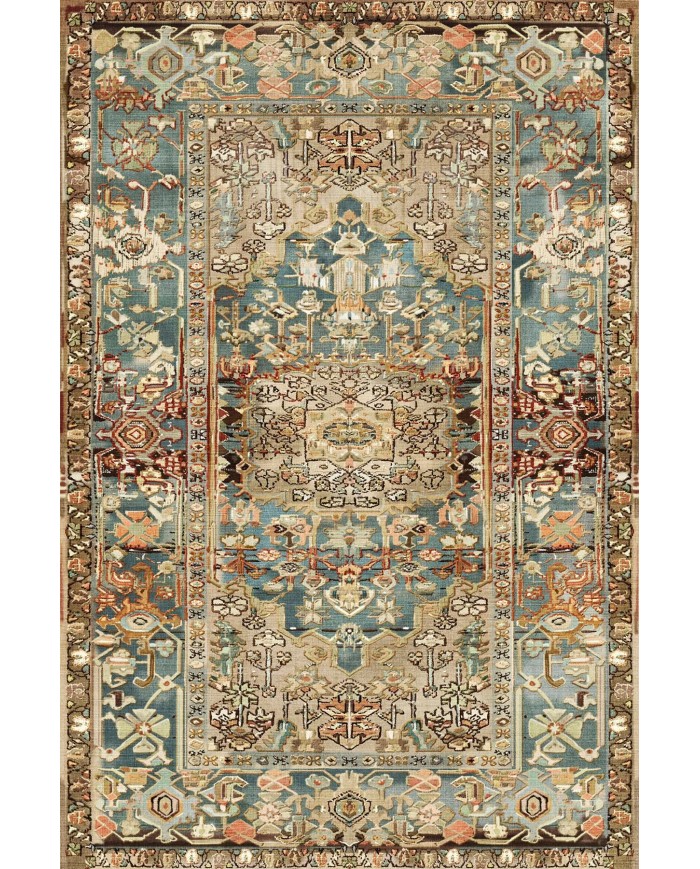 Mesto Desenli Pamuk Tabanlı Yıkanabilen Kaymaz Antibakteriyel Şönil Salon Halısı