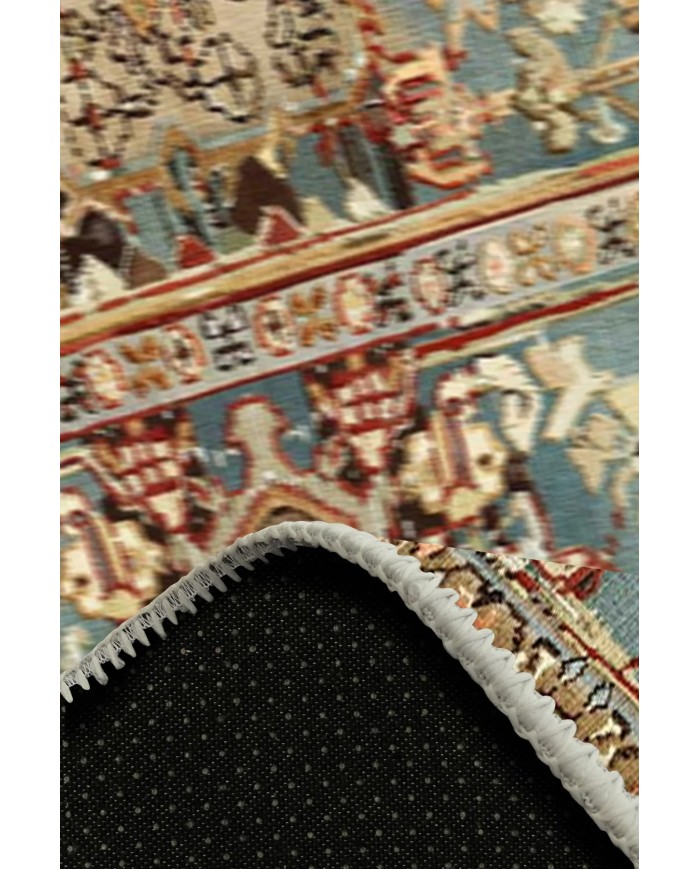 Mesto Desenli Pamuk Tabanlı Yıkanabilen Kaymaz Antibakteriyel Şönil Salon Halısı