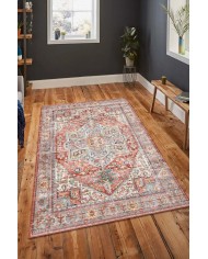 Milo Desenli Pamuk Tabanlı Yıkanabilen Kaymaz Antibakteriyel Şönil Salon Halısı