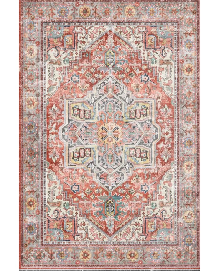 Milo Desenli Pamuk Tabanlı Yıkanabilen Kaymaz Antibakteriyel Şönil Salon Halısı