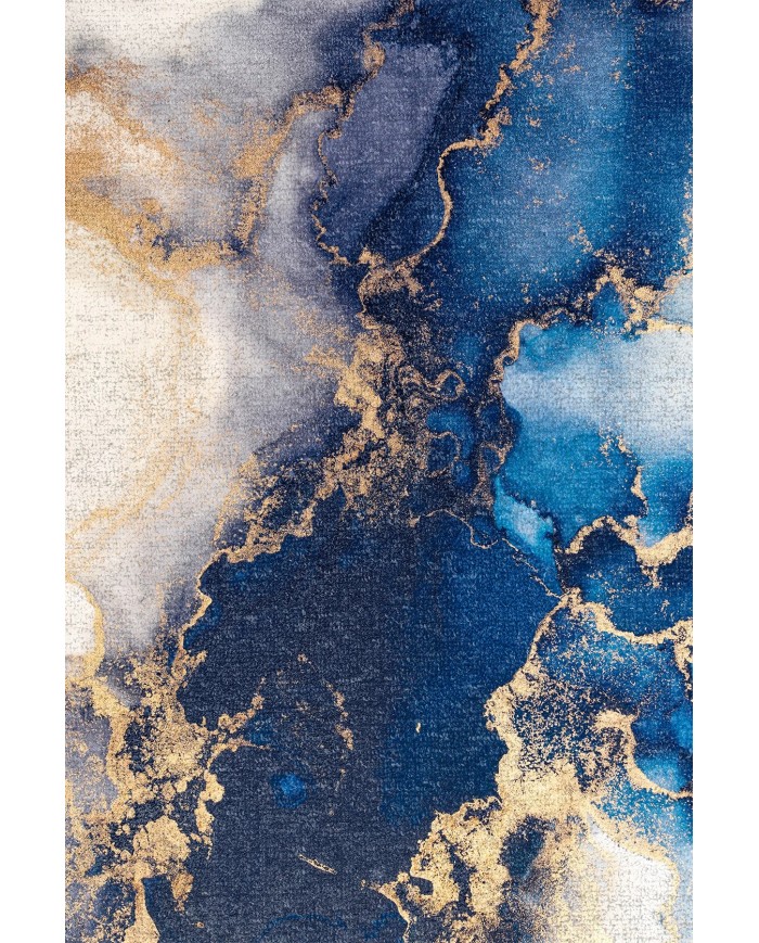 Marblee Desenli Pamuk Tabanlı Yıkanabilen Kaymaz Antibakteriyel Şönil Salon Halısı