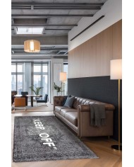 Medaglioane Gri Keep Off Pamuk Tabanlı Yıkanabilen Kaydırmaz Antibakteriyel Şönil Ofis Halısı