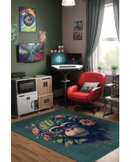 Monkey Şönil Gamer Halısı Pamuk Tabanlı Yıkanabilen Kaymaz Genç Odası Oyuncu Gaming Halısı