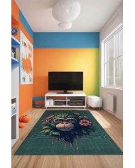 Monkey Şönil Gamer Halısı Pamuk Tabanlı Yıkanabilen Kaymaz Genç Odası Oyuncu Gaming Halısı