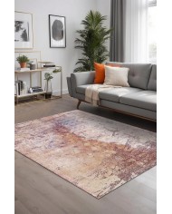 Murlo Desenli Pamuk Tabanlı Yıkanabilen Kaymaz Antibakteriyel Şönil Salon Halısı