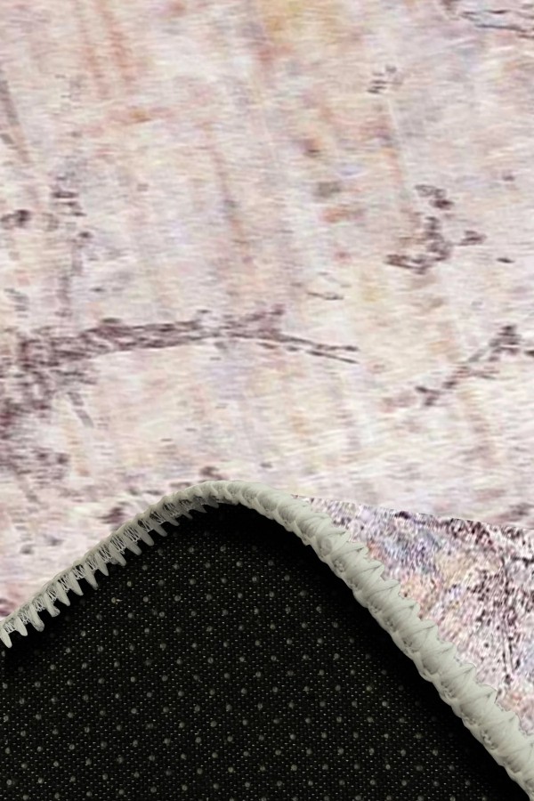 Murlo Desenli Pamuk Tabanlı Yıkanabilen Kaymaz Antibakteriyel Şönil Salon Halısı