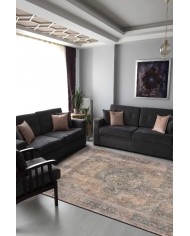 Nalia Desenli Pamuk Tabanlı Yıkanabilen Kaymaz Antibakteriyel Şönil Salon Halısı