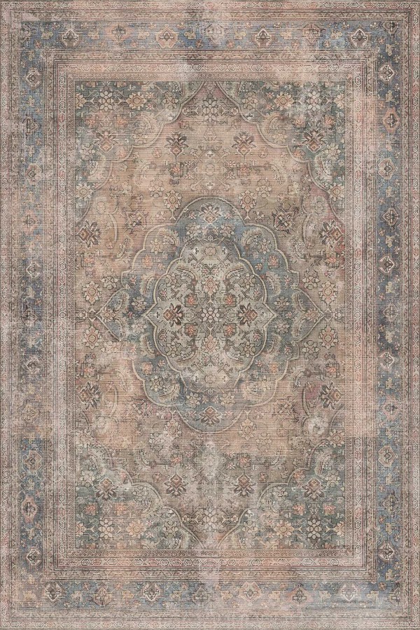 Nalia Desenli Pamuk Tabanlı Yıkanabilen Kaymaz Antibakteriyel Şönil Salon Halısı