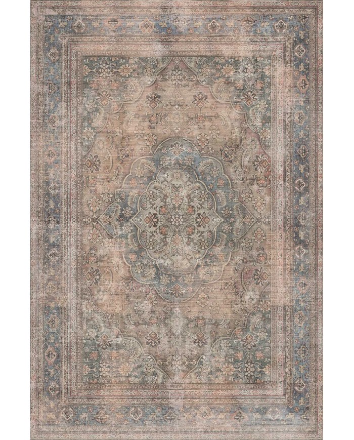 Nalia Desenli Pamuk Tabanlı Yıkanabilen Kaymaz Antibakteriyel Şönil Salon Halısı