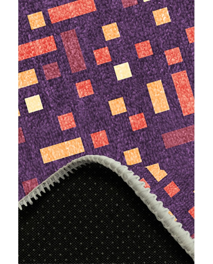 Nara Pamuk Tabanlı Yıkanabilen Kaymaz Antibakteriyel Şönil Yuvarlak Halı