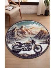 Motorcyle Pamuk Tabanlı Yıkanabilen Kaymaz Antibakteriyel Şönil Yuvarlak Halı