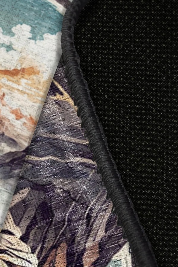 Motorcyle Pamuk Tabanlı Yıkanabilen Kaymaz Antibakteriyel Şönil Yuvarlak Halı