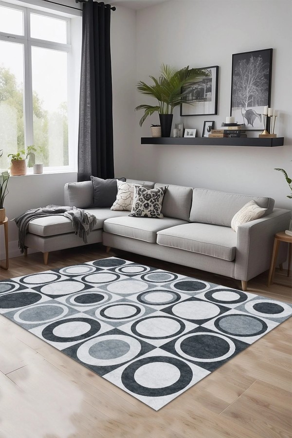 Breda Kadife Yıkanabilir Kaymaz Pamuk Tabanlı Antibakteriyel Salon Halısı