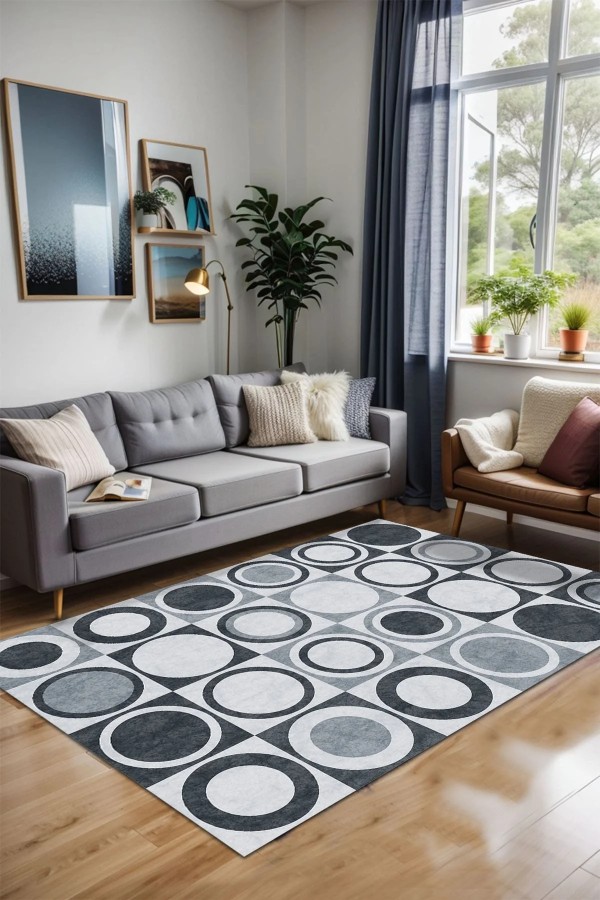 Breda Kadife Yıkanabilir Kaymaz Pamuk Tabanlı Antibakteriyel Salon Halısı