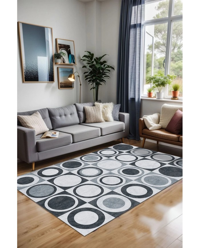 Breda Kadife Yıkanabilir Kaymaz Pamuk Tabanlı Antibakteriyel Salon Halısı