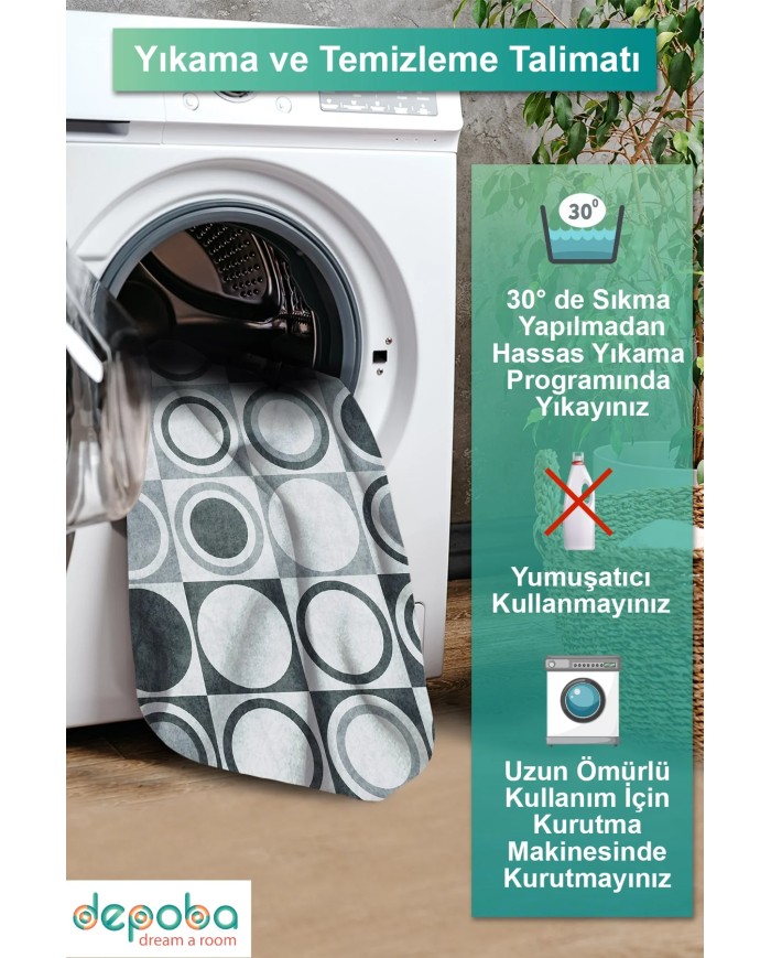 Breda Kadife Yıkanabilir Kaymaz Pamuk Tabanlı Antibakteriyel Salon Halısı