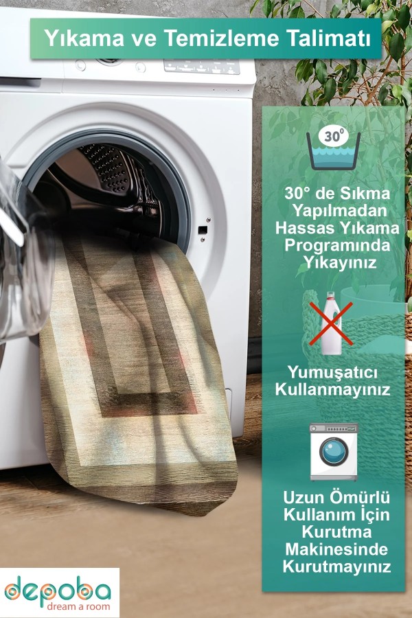 Cesse Kadife Yıkanabilir Kaymaz Pamuk Tabanlı Antibakteriyel Salon Halısı