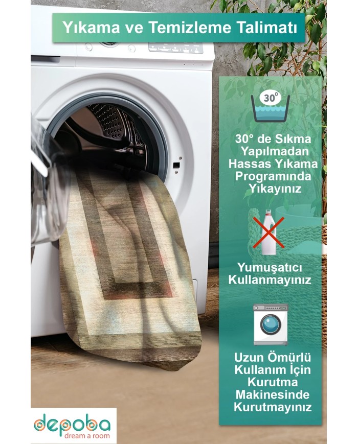 Cesse Kadife Yıkanabilir Kaymaz Pamuk Tabanlı Antibakteriyel Salon Halısı