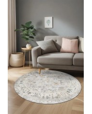 Renal Pamuk Tabanlı Yıkanabilen Kaydırmaz Antibakteriyel Şönil Yuvarlak Halı