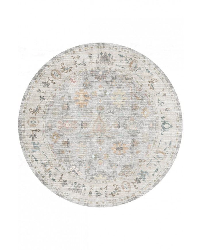 Renal Pamuk Tabanlı Yıkanabilen Kaydırmaz Antibakteriyel Şönil Yuvarlak Halı