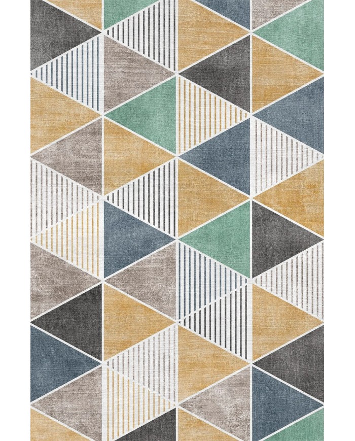 Renor Desenli Pamuk Tabanlı Yıkanabilen Kaydırmaz Antibakteriyel Şönil Salon Halısı