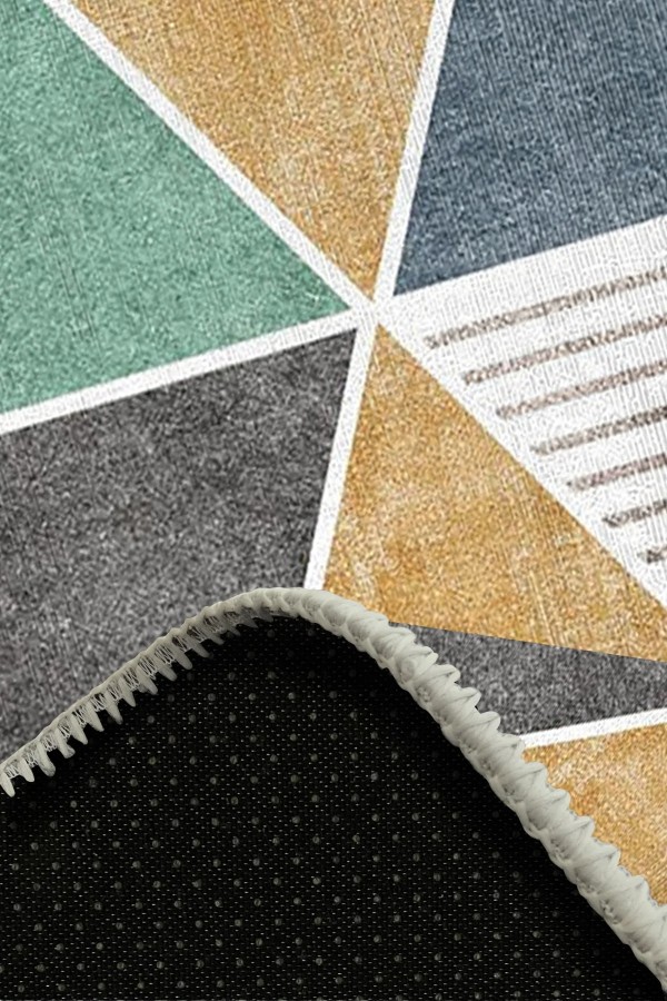 Renor Desenli Pamuk Tabanlı Yıkanabilen Kaydırmaz Antibakteriyel Şönil Salon Halısı