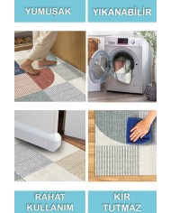 Renor Desenli Pamuk Tabanlı Yıkanabilen Kaydırmaz Antibakteriyel Şönil Salon Halısı