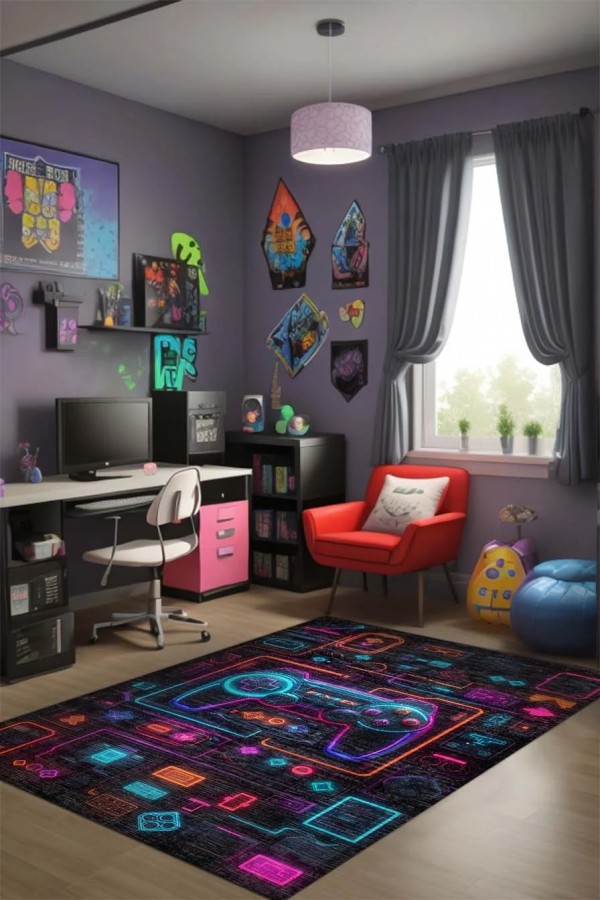 Rage Şönil Gamer Halısı Pamuk Tabanlı Yıkanabilen Kaymaz Genç Odası Oyuncu Gaming Halısı Rage Şönil Gamer Halısı Pamuk Tabanlı Yıkanabilen Kaymaz Genç Odası Oyuncu Gaming Halısı