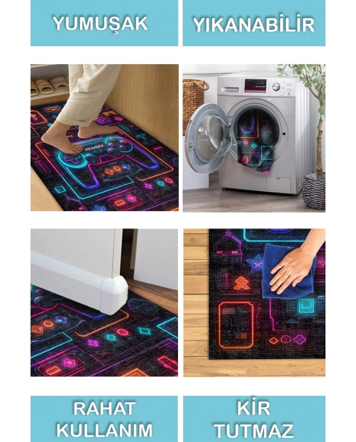 Rage Şönil Gamer Halısı Pamuk Tabanlı Yıkanabilen Kaymaz Genç Odası Oyuncu Gaming Halısı