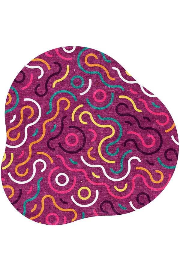 Razey Pamuk Tabanlı Yıkanabilen Kaydırmaz Antibakteriyel Şönil Asimetrik Halı