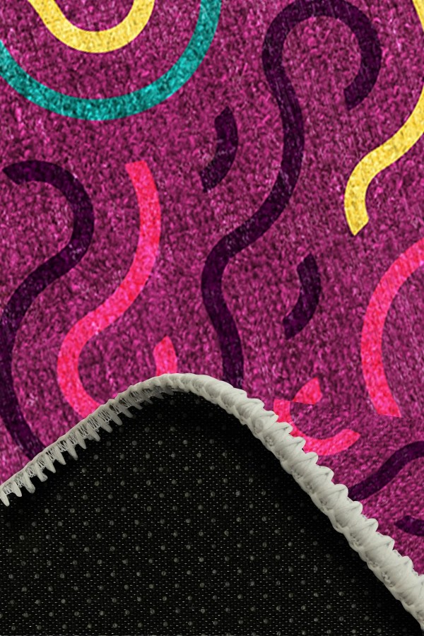 Razey Pamuk Tabanlı Yıkanabilen Kaydırmaz Antibakteriyel Şönil Asimetrik Halı