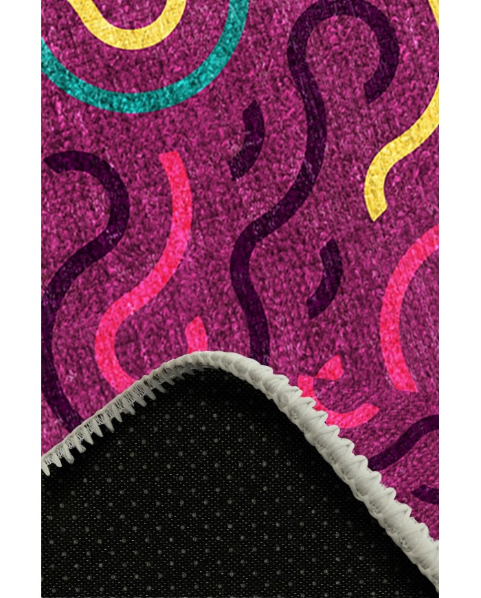 Razey Pamuk Tabanlı Yıkanabilen Kaydırmaz Antibakteriyel Şönil Asimetrik Halı