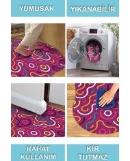 Razey Pamuk Tabanlı Yıkanabilen Kaydırmaz Antibakteriyel Şönil Asimetrik Halı