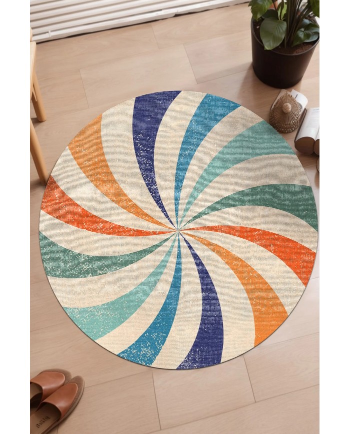 Pool Pamuk Tabanlı Yıkanabilen Kaydırmaz Antibakteriyel Şönil Yuvarlak Halı