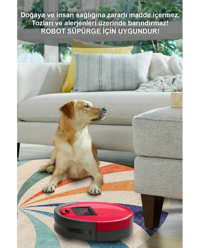 Pool Pamuk Tabanlı Yıkanabilen Kaydırmaz Antibakteriyel Şönil Yuvarlak Halı