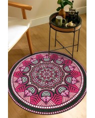 Pomeg Pamuk Tabanlı Yıkanabilen Kaydırmaz Antibakteriyel Şönil Yuvarlak Halı