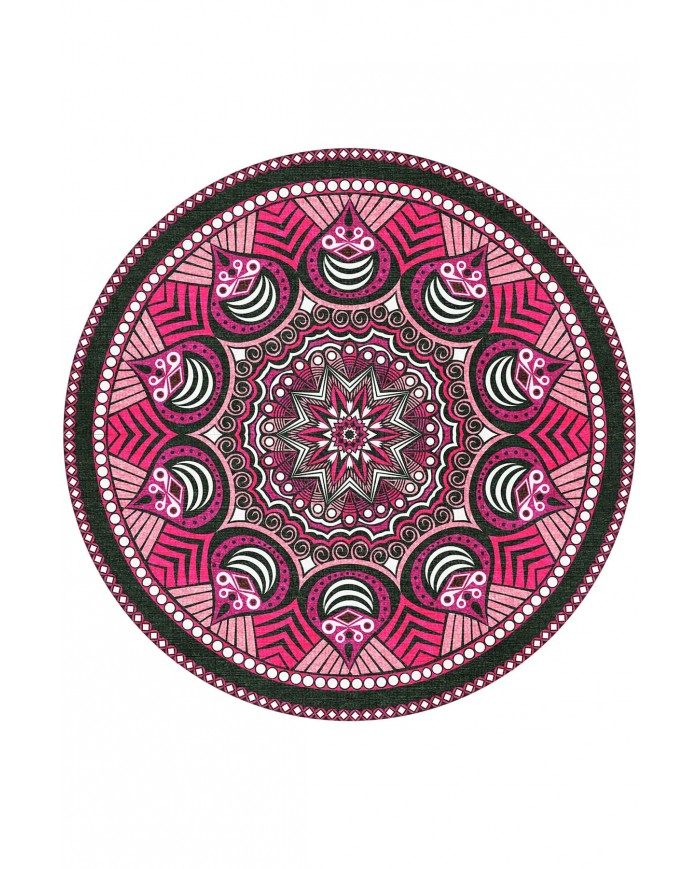 Pomeg Pamuk Tabanlı Yıkanabilen Kaydırmaz Antibakteriyel Şönil Yuvarlak Halı