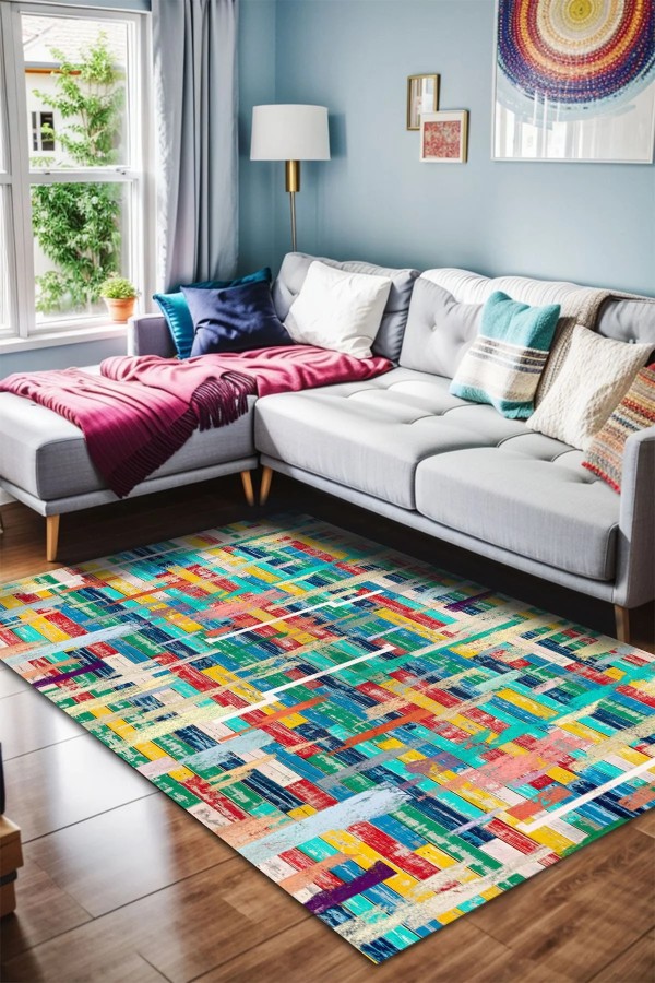 Lisa Kadife Yıkanabilir Kaymaz Pamuk Tabanlı Antibakteriyel Salon Halısı