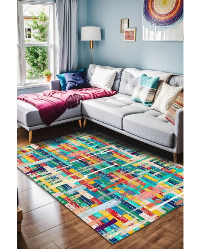 Lisa Kadife Yıkanabilir Kaymaz Pamuk Tabanlı Antibakteriyel Salon Halısı