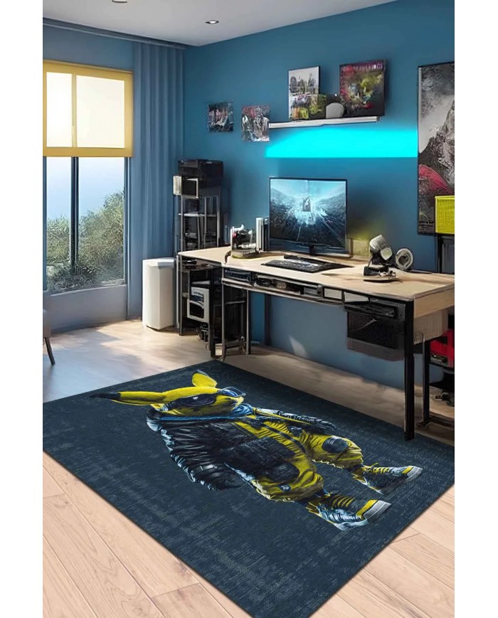 Pıkac Şönil Gamer Halısı Pamuk Tabanlı Yıkanabilen Kaymaz Genç Odası Oyuncu Gaming Halısı