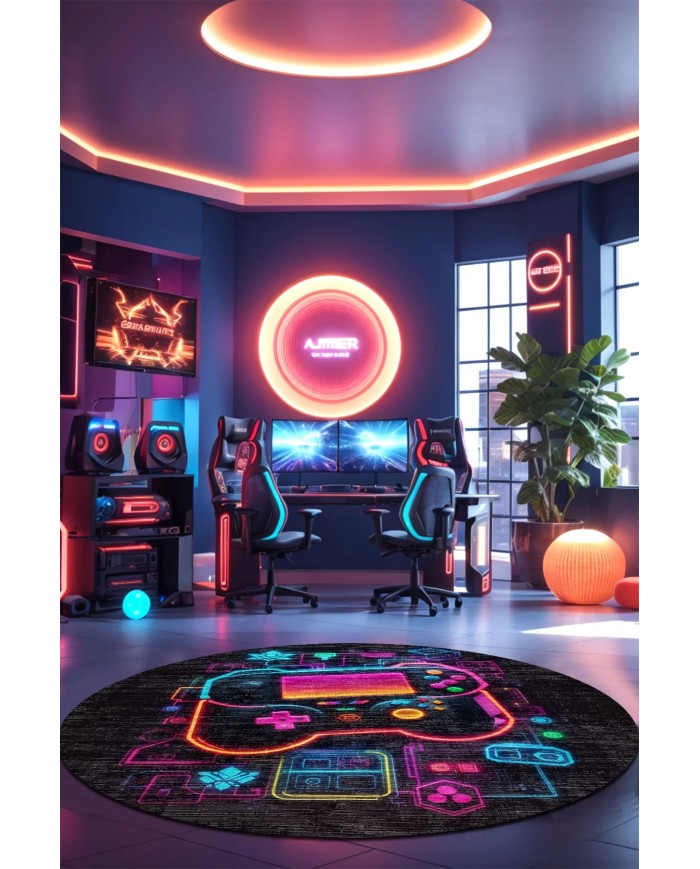 Perk Şönil Gamer Halısı Pamuk Tabanlı Yıkanabilen Kaymaz Genç Odası Oyuncu Gaming Halısı