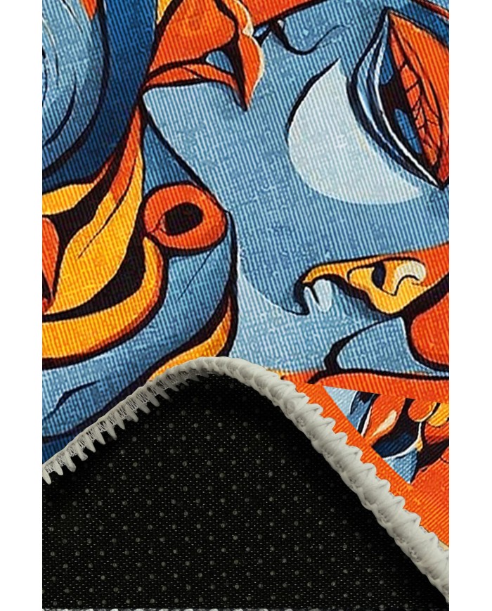 Picas Pamuk Tabanlı Yıkanabilen Kaydırmaz Antibakteriyel Şönil Yuvarlak Halı