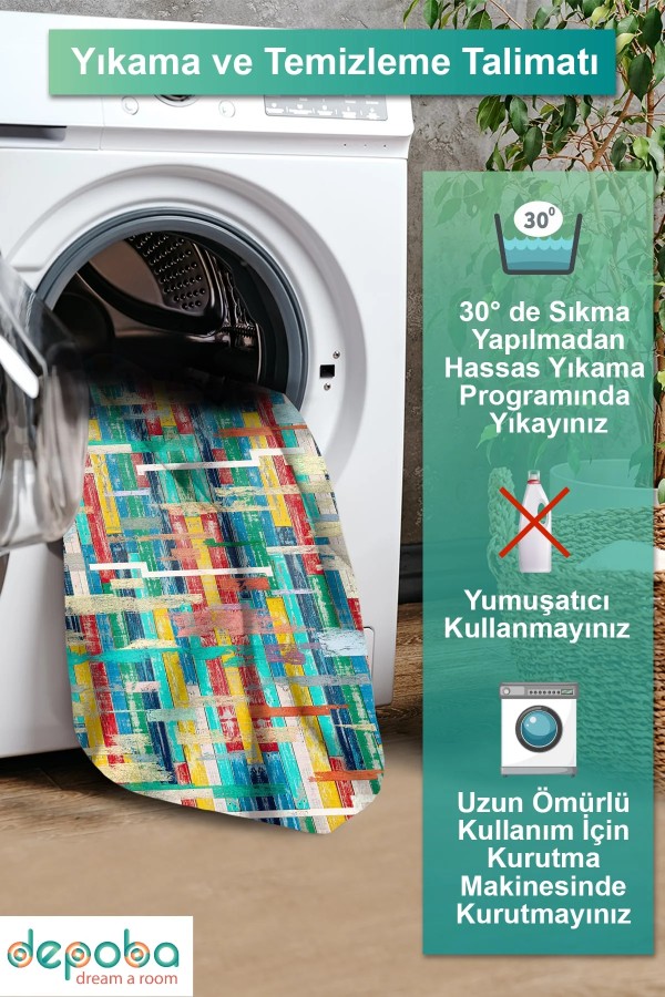 Lisa Kadife Yıkanabilir Kaymaz Pamuk Tabanlı Antibakteriyel Salon Halısı