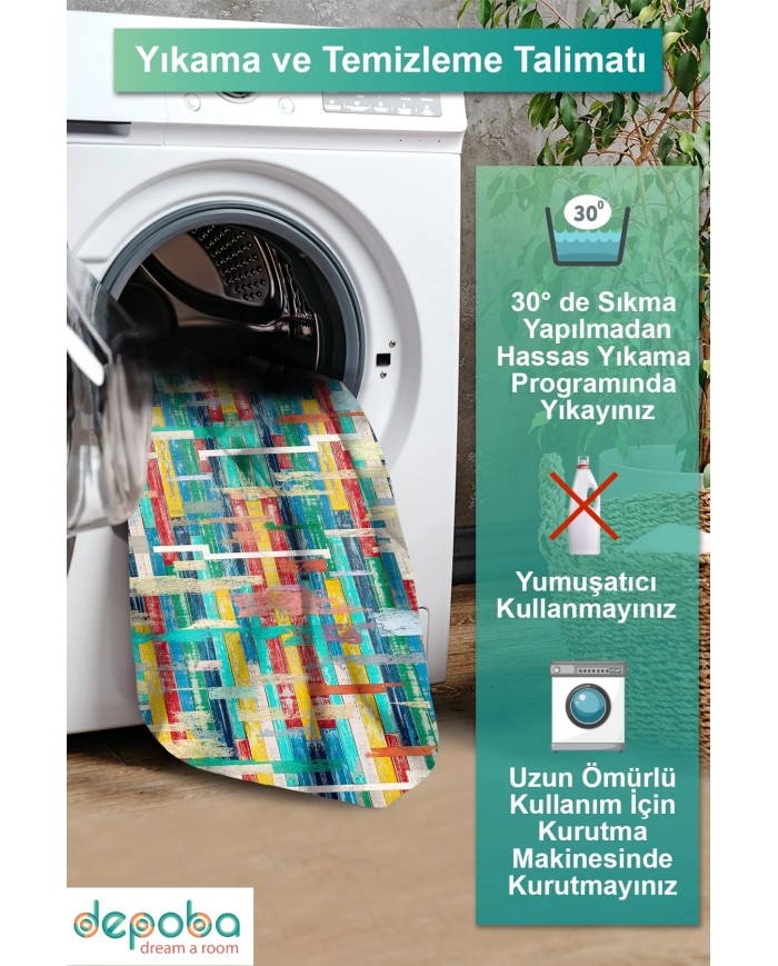 Lisa Kadife Yıkanabilir Kaymaz Pamuk Tabanlı Antibakteriyel Salon Halısı