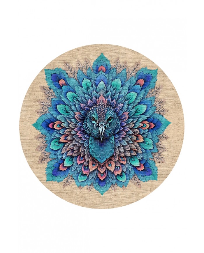 Peacock Pamuk Tabanlı Yıkanabilen Kaydırmaz Antibakteriyel Şönil Yuvarlak Halı