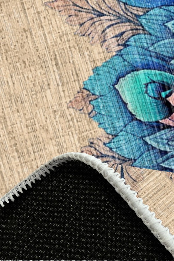Peacock Pamuk Tabanlı Yıkanabilen Kaydırmaz Antibakteriyel Şönil Yuvarlak Halı Peacock Pamuk Tabanlı Yıkanabilen Kaydırmaz Antibakteriyel Şönil Yuvarlak Halı