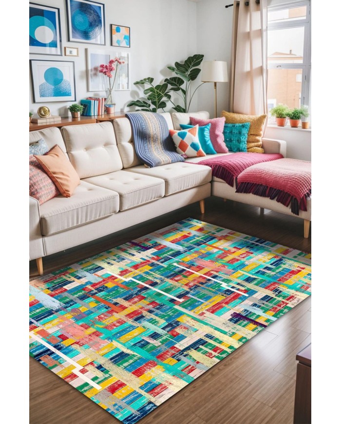 Lisa Kadife Yıkanabilir Kaymaz Pamuk Tabanlı Antibakteriyel Salon Halısı