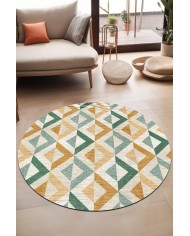 Orken Pamuk Tabanlı Yıkanabilen Kaydırmaz Antibakteriyel Şönil Yuvarlak Halı