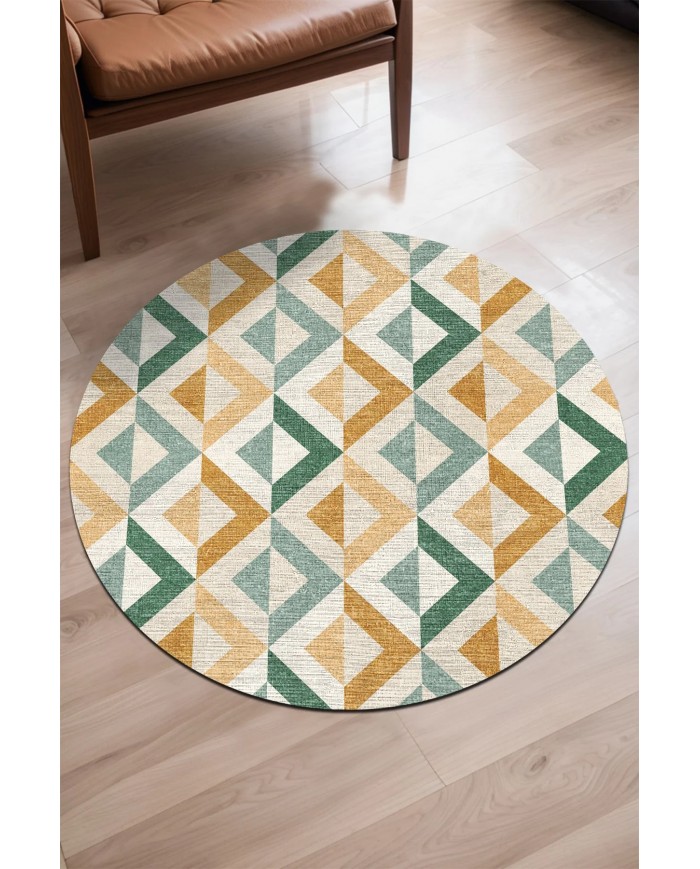 Orken Pamuk Tabanlı Yıkanabilen Kaydırmaz Antibakteriyel Şönil Yuvarlak Halı